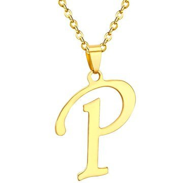 NASZYJNIK litera P STAL SZLACHETNA POZŁACANA