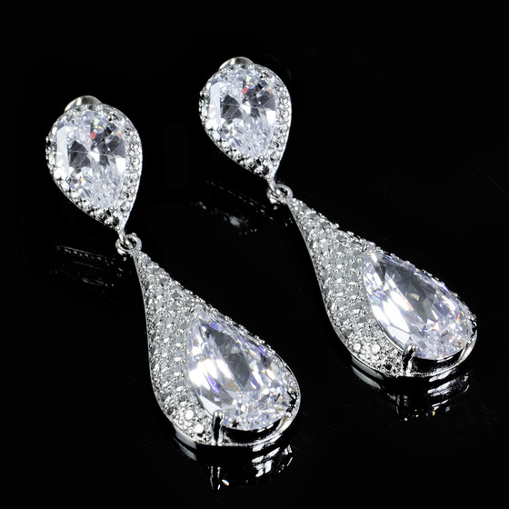 Kolczyki damskie ŚLUBNE cyrkonie DŁUGIE srebrne