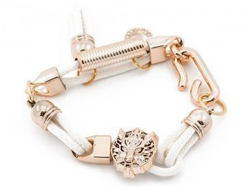 BRANSOLETKA sznurek podkowa chwost lew biała