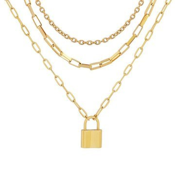 Naszyjnik damski kłódka STAL SZLACHETNA POZŁACANA
