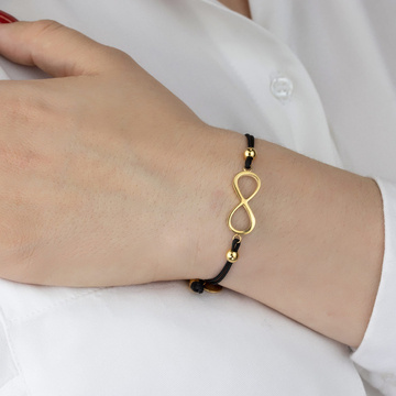 BRANSOLETKA sznurek STAL SZLACHETNA POZŁACANA