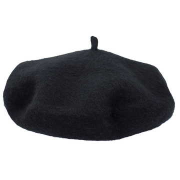 BERET damski FRANCUSKI wełniany CZARNY elegancki