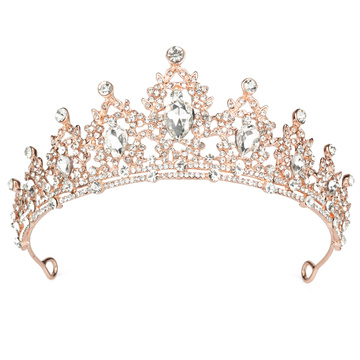 DIADEM Korona Tiara MISS GLOW ŚLUBNY ZŁOTY cyrkonie KRYSZTAŁY