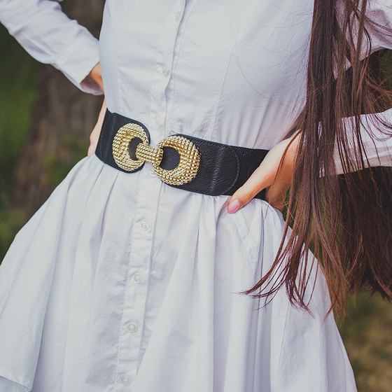 PASEK gumowy DO SUKIENKI elastyczny DAMSKI KLAMRA czarny