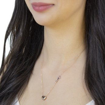 NASZYJNIK SERCE klucz STAL SZLACHETNA POZŁACANA