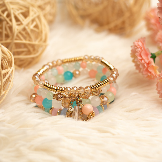 ZESTAW BRANSOLETEK elegancki koraliki KRYSZTAŁKI