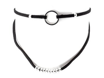 Choker NASZYJNIK z kółkiem srebrny