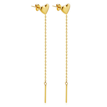 Kolczyki SERCA wiszące STAL SZLACHETNA POZŁACANA