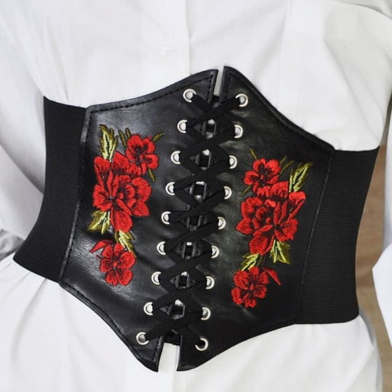 PASEK PAS GORSET szeroki Wiązany HAFT FOLK GÓRALSKI rozmiar M