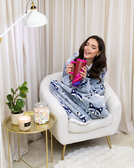 KOCOBLUZA KOC BLUZA CIEPŁA 2w1 GRUBA XXL FUTRZAK POLAR z kapturem OVERSIZE