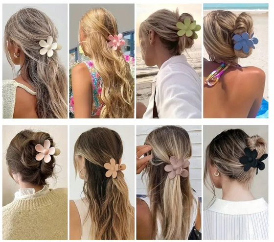 SPINKA DO WŁOSÓW duża klamra matowa klamerka żabka szczęka KWIAT