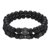 BRANSOLETKI MĘSKIE czarne KORALIKI podwójna 