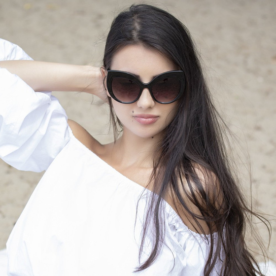 OKULARY przeciwsłoneczne DAMSKIE kocie oko CZARNE