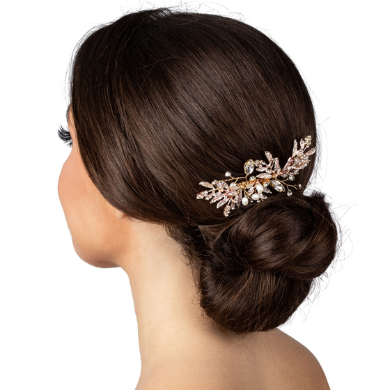 OZDOBA grzebyk do włosów ŚLUBNA cyrkonie ZŁOTA