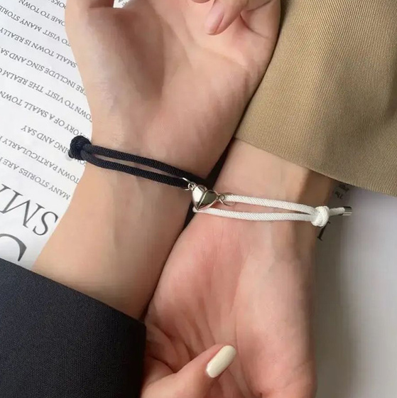 BRANSOLETKA PRZYJAŹNI serduszko na magnes SERCE DLA PAR - 2 SZTUKI