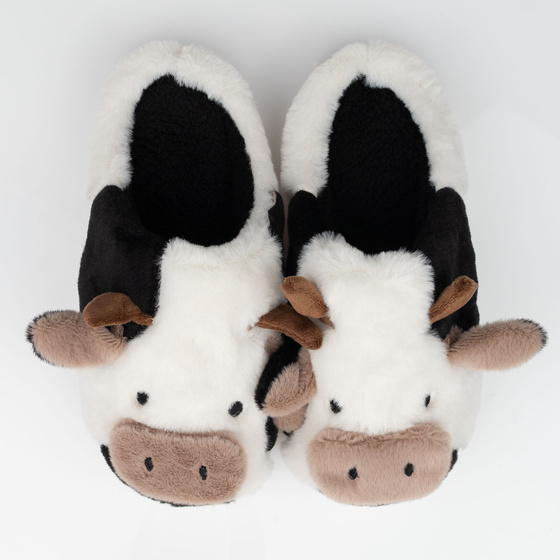 KAPCIE damskie Ciepłe PLUSZOWE CIAPY OCIEPLANE KROWA KRÓWKA r. 36-37