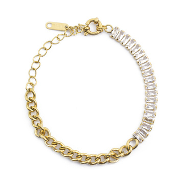 Bransoletka cyrkonie STAL SZLACHETNA POZŁACANA