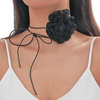 CHOKER Naszyjnik ozdobny RÓŻA na szyję KWIAT na rzemyku elegancki czarny