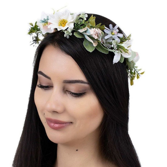 WIANEK na głowę BOHO kwiaty PANIEŃSKI ślubny