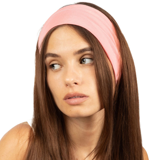 OPASKA do WŁOSÓW GŁOWĘ USZY GŁADKA RÓŻOWA na chłodne dni ELASTYCZNA