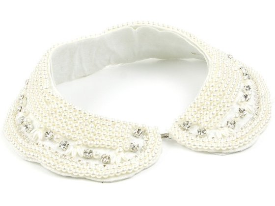 NASZYJNIK KOŁNIERZ na haftkę PEREŁKI cyrkonie