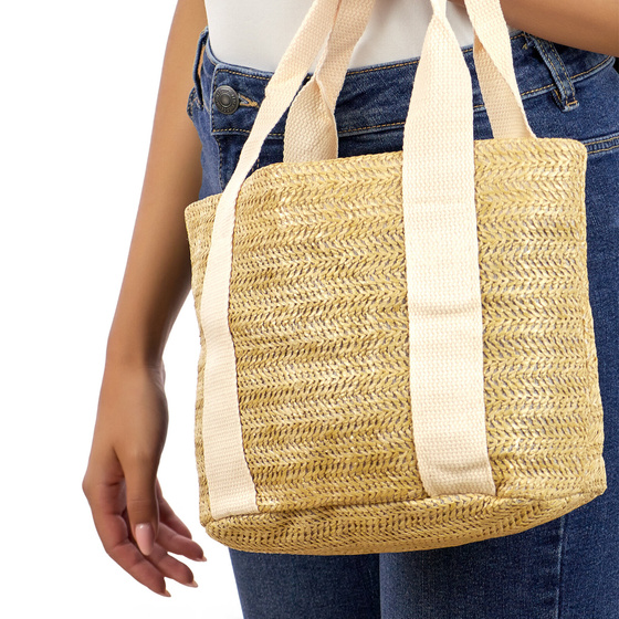 Torba RETRO damska słomiana torebka BOHO beżowa