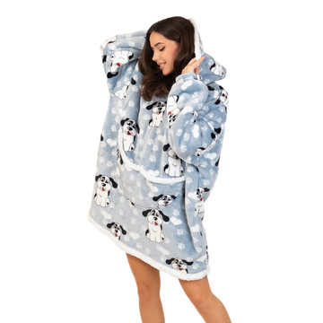 KOCOBLUZA KOC BLUZA CIEPŁA 2w1 GRUBA XXL FUTRZAK POLAR z kapturem OVERSIZE