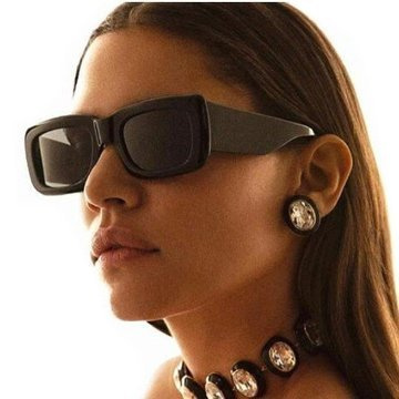 OKULARY PRZECIWSŁONECZNE czarne prostokątne RETRO