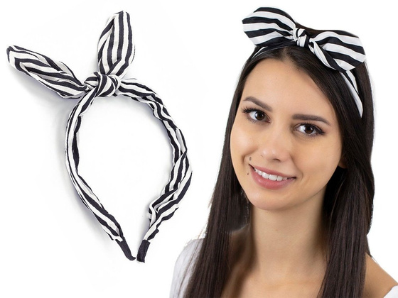 OPASKA DO WŁOSÓW paski czarne PIN UP kokarda