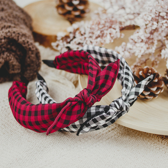 OPASKA do włosów PIN UP czerwona KRATA kokarda