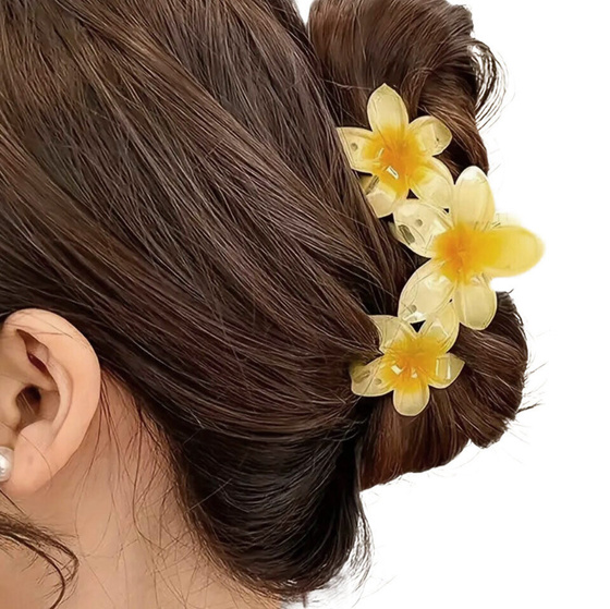 KLAMRA szczęka SPINKA do włosów duża kwiatek KWIATY HAWAJSKA KWIAT PLUMERII