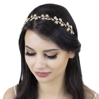 OZDOBA DO WŁOSÓW ŚLUBNA opaska ZŁOTA listki