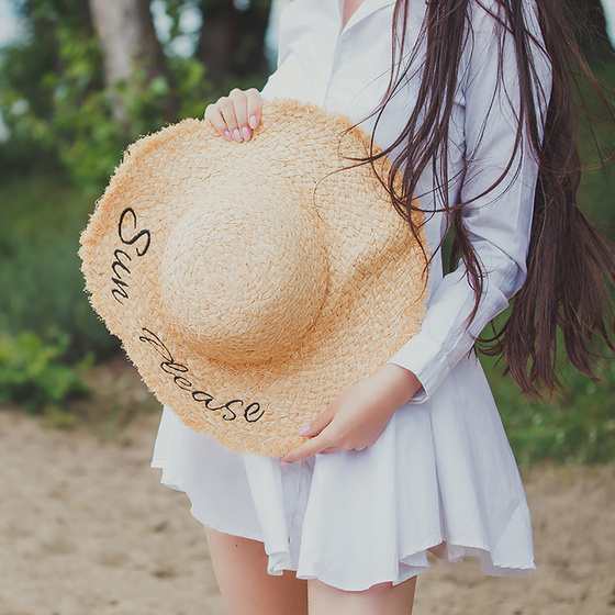 Kapelusz damski SŁOMKOWY napis DUŻY plażowy