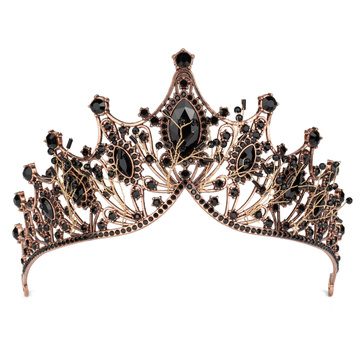 DIADEM Korona Tiara MISS GLOW Wieczorowy CZARNE cyrkonie KRYSZTAŁY