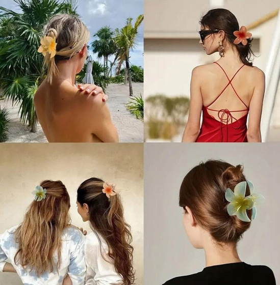 KLAMRA szczęka SPINKA do włosów kwiat KWIATY żabka HAWAJSKA KWIAT PLUMERII