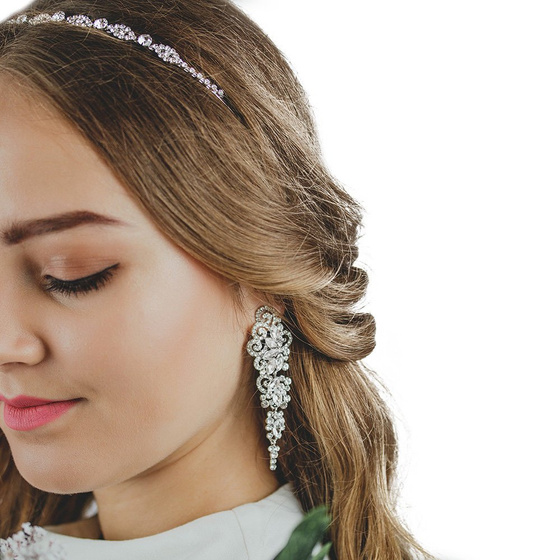 KOLCZYKI srebrne CYRKONIE kryształki ŚLUBNE długie