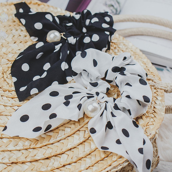 GUMKA DO WŁOSÓW frotka SCRUNCHES kropki PERŁA