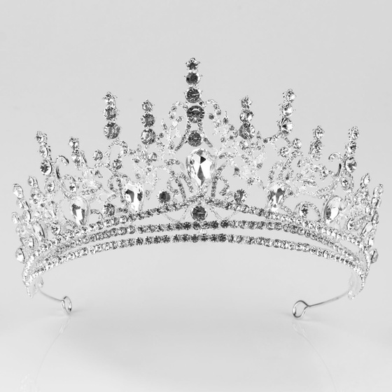 DIADEM Korona Tiara MISS GLOW ŚLUBNY srebrny cyrkonie KRYSZTAŁY