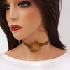 Choker NASZYJNIK z pomponem brązowy