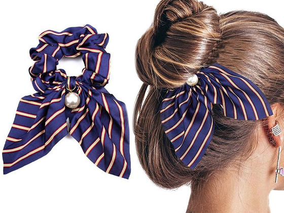 GUMKA DO WŁOSÓW apaszka SCRUNCHIES perła PASKI