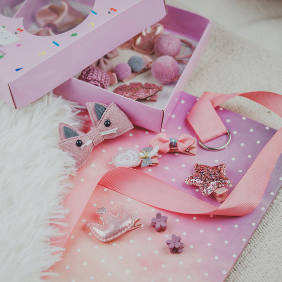 ZESTAW DLA DZIEWCZYNKI gumki SPINKI różowe PREZENT