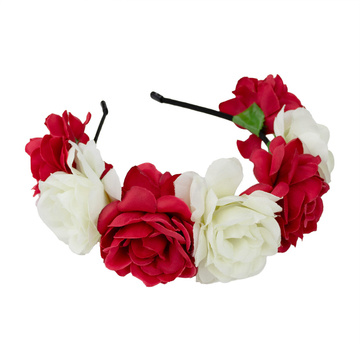 OPASKA WIANEK na głowę biało czerwony KWIATY regionalny MECZ FOLK