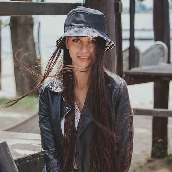 BUCKET HAT czapka dwustronna KAPELUSZ kratka