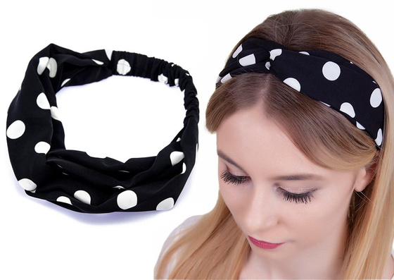 OPASKA DO WŁOSÓW czarna PIN UP bandamka KROPKI