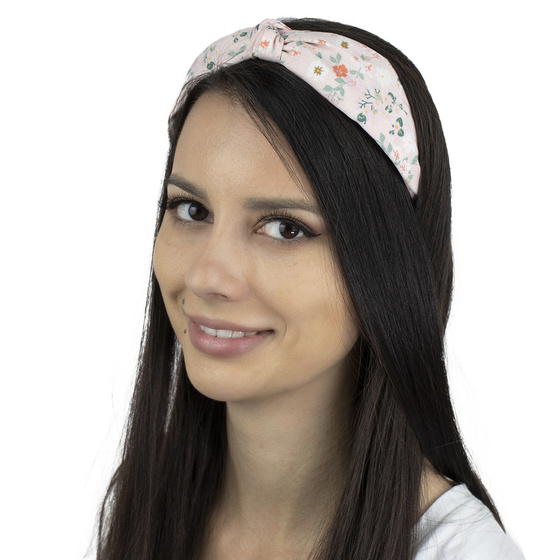 OPASKA do włosów SUPEŁ węzeł KWIATY różowa TURBAN