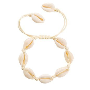 BRANSOLETKA damska sznurek MUSZLE muszelki KREMOWA
