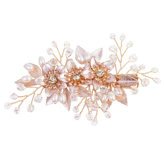 Ozdoba ślubna do włosów GRZEBYK ŚLUB KRYSZTAŁKI KWIATY