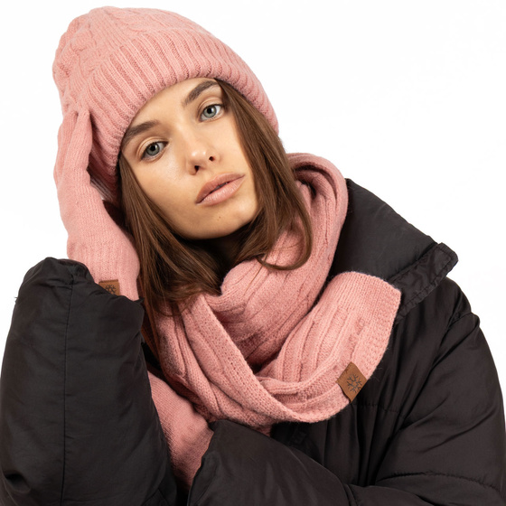 Alessio KOMPLET CZAPKA + KOMIN + RĘKAWICZKI DOTYKOWE ciepły POLAR ZIMOWY