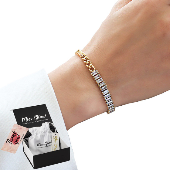 Bransoletka cyrkonie STAL SZLACHETNA POZŁACANA