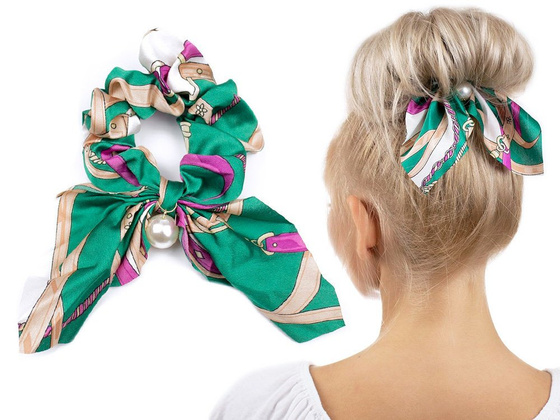 GUMKA DO WŁOSÓW apaszka SCRUNCHIE perła FROTKA